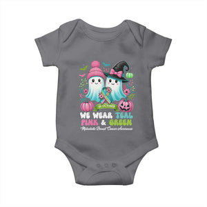 Metastatic Breast Cancer Awareness Ghost Baby Onesie Halloween Green Teal Pink Ribbon TS10 Charcoal Print Your Wear