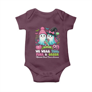 Metastatic Breast Cancer Awareness Ghost Baby Onesie Halloween Green Teal Pink Ribbon TS10 Maroon Print Your Wear
