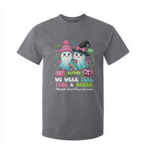 Metastatic Breast Cancer Awareness Ghost T Shirt For Kid Halloween Green Teal Pink Ribbon TS10 Charcoal Print Your Wear
