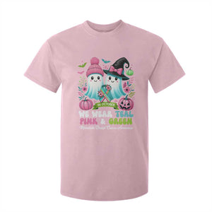 Metastatic Breast Cancer Awareness Ghost T Shirt For Kid Halloween Green Teal Pink Ribbon TS10 Light Pink Print Your Wear