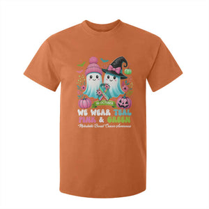 Metastatic Breast Cancer Awareness Ghost T Shirt For Kid Halloween Green Teal Pink Ribbon TS10 Orange Print Your Wear