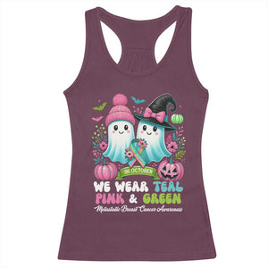 Metastatic Breast Cancer Awareness Ghost Racerback Tank Top Halloween Green Teal Pink Ribbon TS10 Maroon Print Your Wear