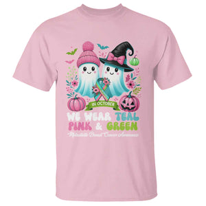 Metastatic Breast Cancer Awareness Ghost T Shirt Halloween Green Teal Pink Ribbon TS10 Light Pink Print Your Wear