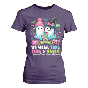 Metastatic Breast Cancer Awareness Ghost T Shirt For Women Halloween Green Teal Pink Ribbon TS10 Purple Print Your Wear