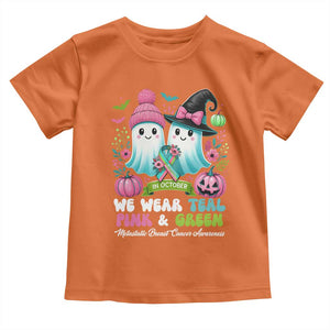 Metastatic Breast Cancer Awareness Ghost Toddler T Shirt Halloween Green Teal Pink Ribbon TS10 Orange Print Your Wear