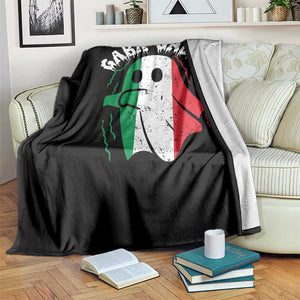 Gabagool Ghost Italian Throw Blanket Funny Halloween Costume Gaba Ghoul Pun TS10 Print Your Wear