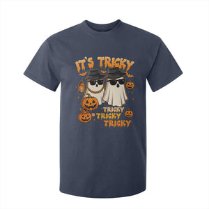 Funny Ghost T Shirt For Kid It's Tricky Tricky Tricky 90s Nostalgia Halloween Costume TS10 Navy Print Your Wear