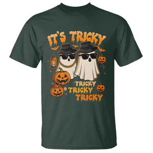 Funny Ghost T Shirt It's Tricky Tricky Tricky 90s Nostalgia Halloween Costume TS10 Dark Forest Green Print Your Wear