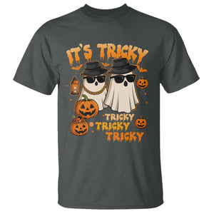 Funny Ghost T Shirt It's Tricky Tricky Tricky 90s Nostalgia Halloween Costume TS10 Dark Heather Print Your Wear