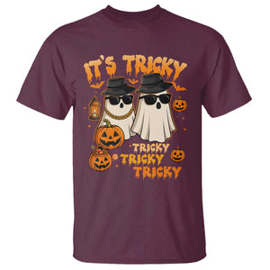 Funny Ghost T Shirt It's Tricky Tricky Tricky 90s Nostalgia Halloween Costume TS10 Maroon Print Your Wear