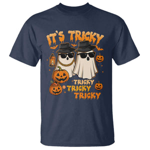 Funny Ghost T Shirt It's Tricky Tricky Tricky 90s Nostalgia Halloween Costume TS10 Navy Print Your Wear