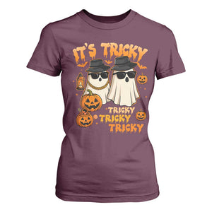 Funny Ghost T Shirt For Women It's Tricky Tricky Tricky 90s Nostalgia Halloween Costume TS10 Maroon Print Your Wear