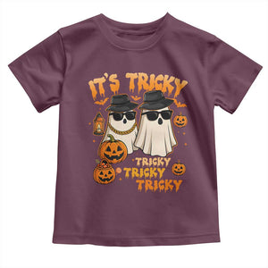 Funny Ghost Toddler T Shirt It's Tricky Tricky Tricky 90s Nostalgia Halloween Costume TS10 Maroon Print Your Wear