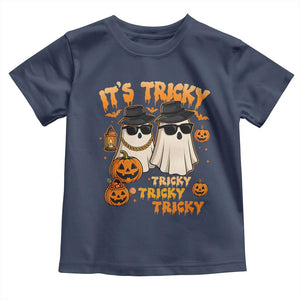 Funny Ghost Toddler T Shirt It's Tricky Tricky Tricky 90s Nostalgia Halloween Costume TS10 Navy Print Your Wear