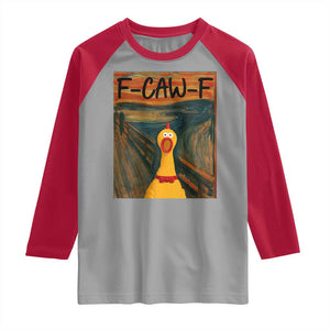 F Caw F Screaming Chicken Raglan Shirt Funny Fawk Off Meme TS10 Sport Gray Red Print Your Wear
