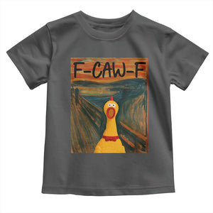 F Caw F Screaming Chicken Toddler T Shirt Funny Fawk Off Meme TS10 Dark Heather Print Your Wear