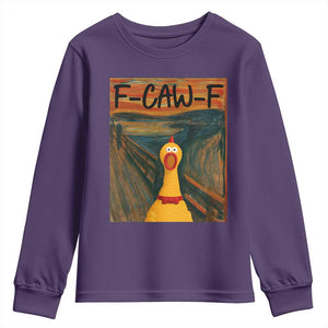 F Caw F Screaming Chicken Youth Sweatshirt Funny Fawk Off Meme TS10 Purple Print Your Wear