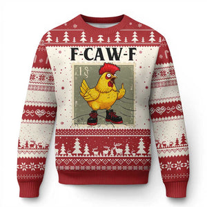 F Caw F Screaming Chicken Ugly Christmas Sweater Metal Heavy Punk Rock Music TS10 Beige Red Print Your Wear