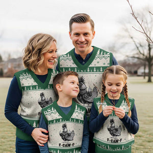 F Caw F Screaming Chicken V-Neck Knit Sweater Vest Metal Heavy Punk Rock Music Lovers TS10 Beige Green Print Your Wear