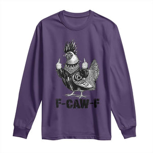 F Caw F Screaming Chicken Long Sleeve Shirt Metal Heavy Punk Rock Music Lovers TS10 Purple Print Your Wear