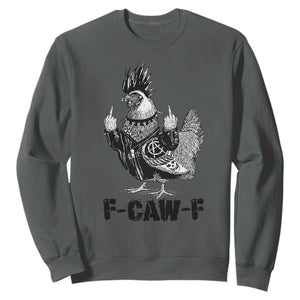 F Caw F Screaming Chicken Sweatshirt Metal Heavy Punk Rock Music Lovers TS10 Dark Heather Print Your Wear