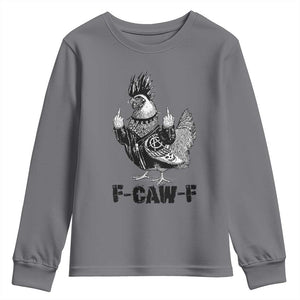 F Caw F Screaming Chicken Youth Sweatshirt Metal Heavy Punk Rock Music Lovers TS10 Charcoal Print Your Wear