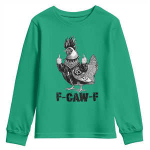 F Caw F Screaming Chicken Youth Sweatshirt Metal Heavy Punk Rock Music Lovers TS10 Irish Green Print Your Wear