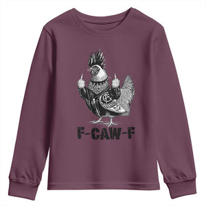 F Caw F Screaming Chicken Youth Sweatshirt Metal Heavy Punk Rock Music Lovers TS10 Maroon Print Your Wear