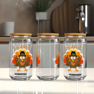 F-Caw-F Funny Turkey Glass Can Happy Thanksgiving Day Family Dinner TS10 Print Your Wear