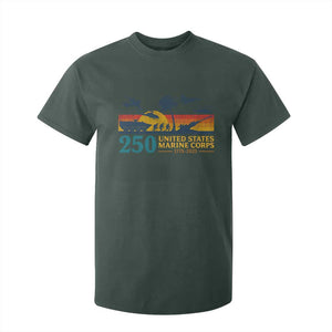 Marine 250th Anniversary T Shirt For Kid Patriotic Military Gift for Veterans TS10 Dark Forest Green Print Your Wear