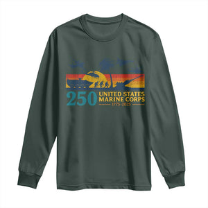 Marine 250th Anniversary Long Sleeve Shirt Patriotic Military Gift for Veterans TS10 Dark Forest Green Print Your Wear