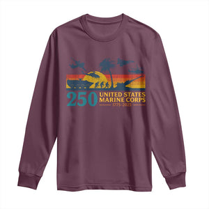 Marine 250th Anniversary Long Sleeve Shirt Patriotic Military Gift for Veterans TS10 Maroon Print Your Wear