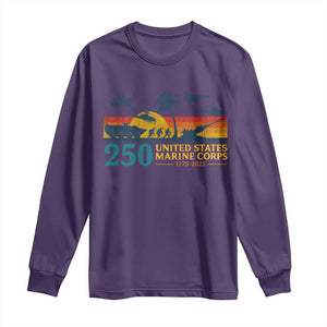 Marine 250th Anniversary Long Sleeve Shirt Patriotic Military Gift for Veterans TS10 Purple Print Your Wear