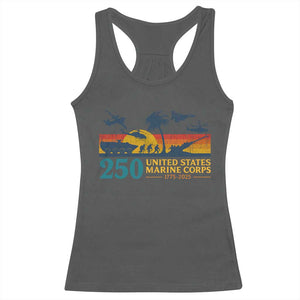 Marine 250th Anniversary Racerback Tank Top Patriotic Military Gift for Veterans TS10 Dark Heather Print Your Wear