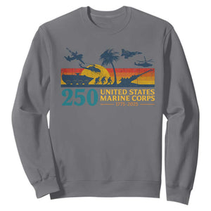 Marine 250th Anniversary Sweatshirt Patriotic Military Gift for Veterans TS10 Charcoal Print Your Wear