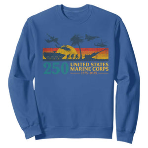 Marine 250th Anniversary Sweatshirt Patriotic Military Gift for Veterans TS10 Royal Blue Print Your Wear