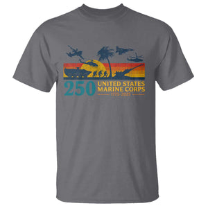 Marine 250th Anniversary T Shirt Patriotic Military Gift for Veterans TS10 Charcoal Print Your Wear