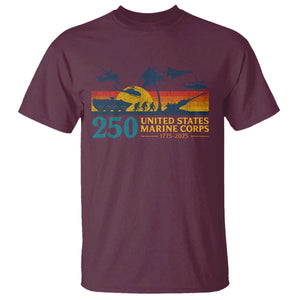Marine 250th Anniversary T Shirt Patriotic Military Gift for Veterans TS10 Maroon Print Your Wear