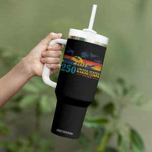 Marine 250th Anniversary Tumbler With Handle Patriotic Military Gift for Veterans TS10 Print Your Wear