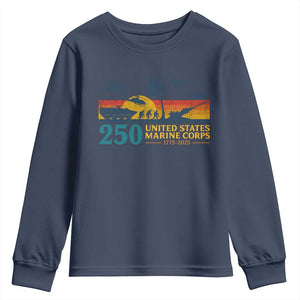 Marine 250th Anniversary Youth Sweatshirt Patriotic Military Gift for Veterans TS10 Navy Print Your Wear