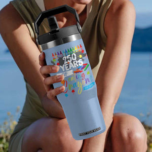 250 Years Of Eating Crayons Flip Straw Tumbler Marine Veteran 250th Anniversary TS10 One Size: 30 oz Light Blue Print Your Wear