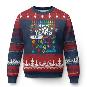 250 Years Of Eating Crayons Ugly Christmas Sweater Marine Veteran 250th Anniversary TS10 Navy Red Print Your Wear