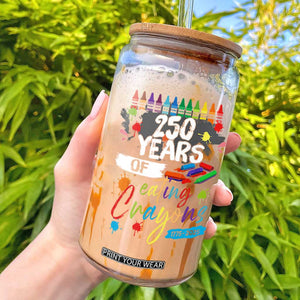 250 Years Of Eating Crayons Glass Can Marine Veteran 250th Anniversary TS10 Black Print Your Wear