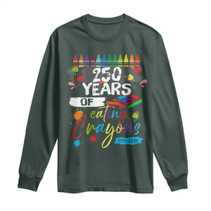 250 Years Of Eating Crayons Long Sleeve Shirt Marine Veteran 250th Anniversary TS10 Dark Forest Green Print Your Wear