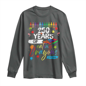 250 Years Of Eating Crayons Long Sleeve Shirt Marine Veteran 250th Anniversary TS10 Dark Heather Print Your Wear