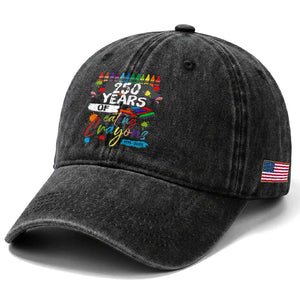 250 Years Of Eating Crayons Washed Cotton Baseball Cap Marine Veteran 250th Anniversary TS10 Print Your Wear