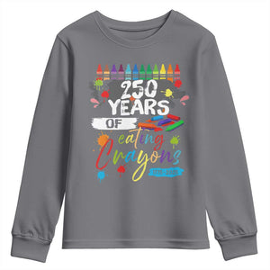 250 Years Of Eating Crayons Youth Sweatshirt Marine Veteran 250th Anniversary TS10 Charcoal Print Your Wear