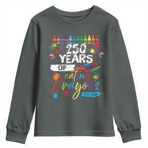 250 Years Of Eating Crayons Youth Sweatshirt Marine Veteran 250th Anniversary TS10 Dark Heather Print Your Wear