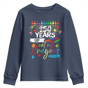 250 Years Of Eating Crayons Youth Sweatshirt Marine Veteran 250th Anniversary TS10 Navy Print Your Wear