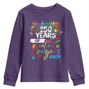 250 Years Of Eating Crayons Youth Sweatshirt Marine Veteran 250th Anniversary TS10 Purple Print Your Wear